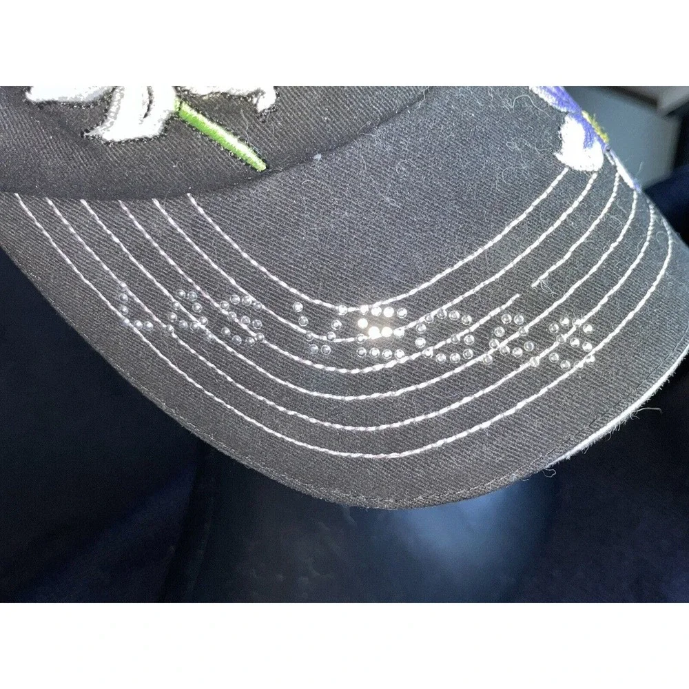 Classic Jolly Roger Floral Embroidered W/ Rhinestones Adjustable Cap‎ Las Vegas